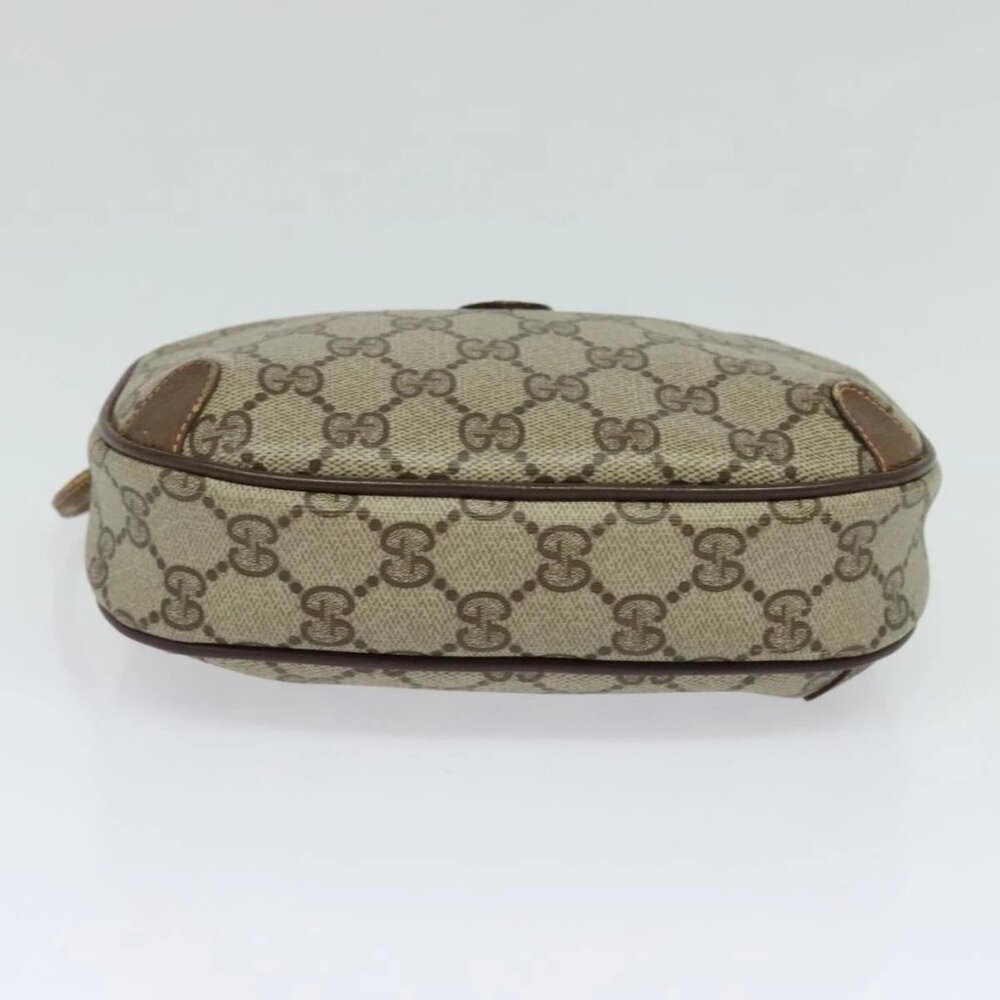 GUCCI GG Supreme Web Sherry Line Bag PVC Beige Gold 156 02 066 Auth ki5606 - Picture 6 of 16